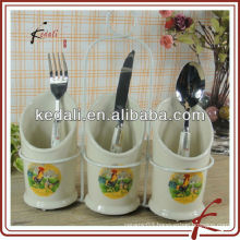 Best Selling Wholesale Porcelain Ceramic Utensil Holder of Knives and Forks